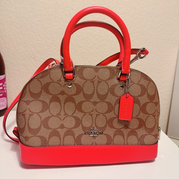 Coach F58295 Sierra Satchel Coated in Canvas & Leather Trim: Khaki / Orange - Picture 6 of 11